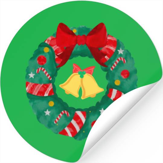 Christmas Wreath with Bells Stickers
