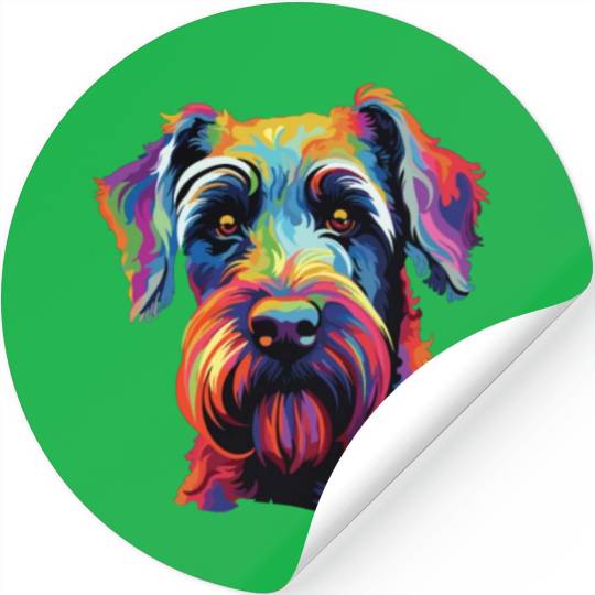 Watercolor Colorful Standard Schnauzer Stickers