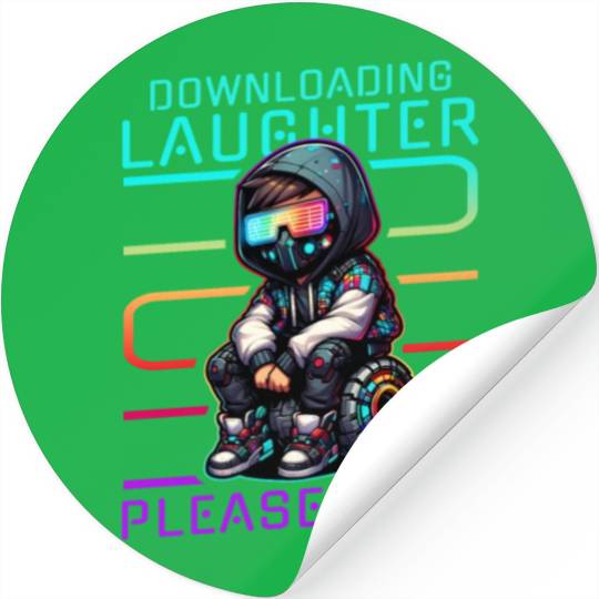 Cyberpunk Street Style Digital Boy Stickers with Neon