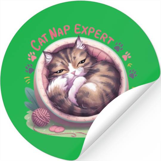 Cat Nap Expert - Funny Cat Outfit! Stickers