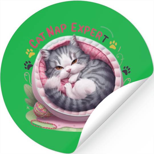Cat Nap Expert - Funny Cat Outfit! Stickers