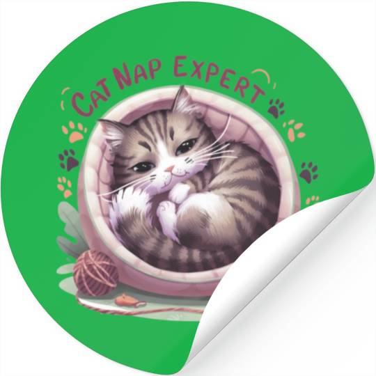 Cat Nap Expert - Funny Cat Outfit! Stickers