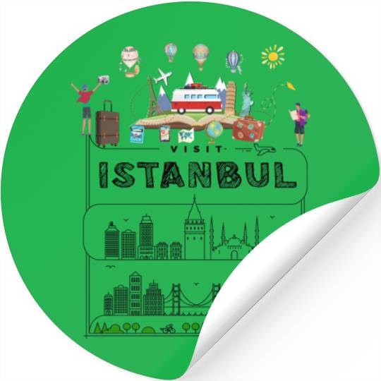 Unique Visit Istanbul Turkey Travel Guide City Map Stickers
