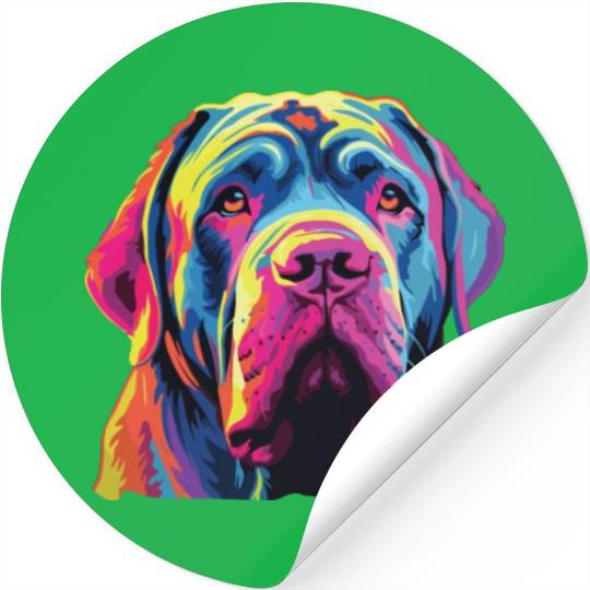 Watercolor Colorful Neapolitan Mastiff Stickers