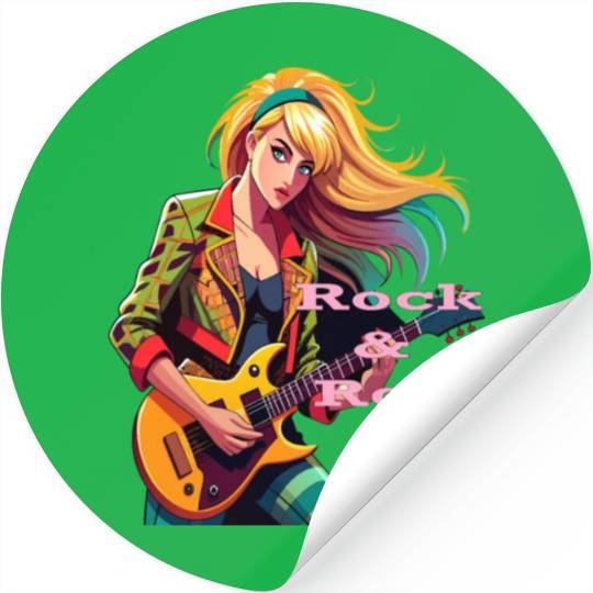 Emerald Melodies: Rock & Roll Girl Stickers