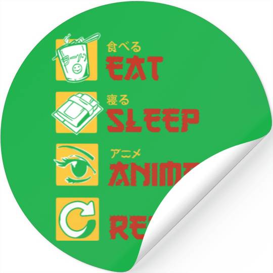 eat sleep anime repeat funny manga Stickers
