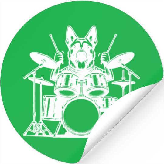 Malinois Drummer Dog White Design Stickers