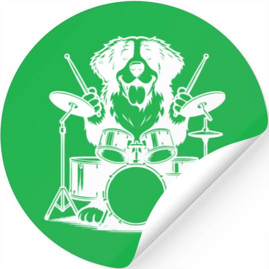 Cool Bernese Mountain Dog Drummer Design Stickers