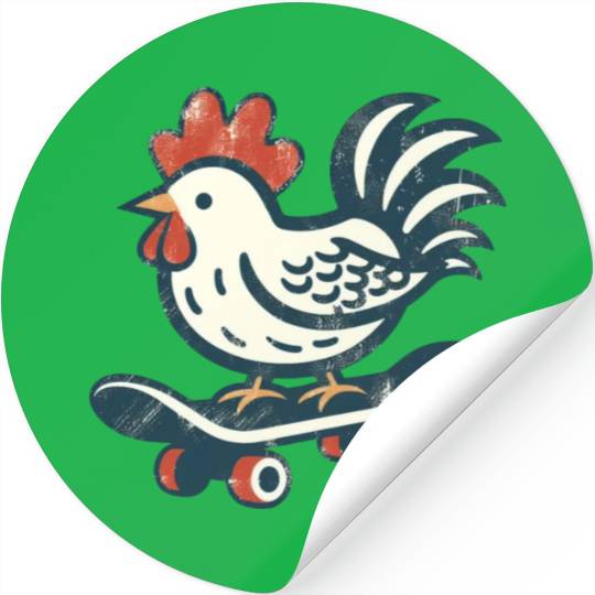 Skateboarding Farm Chicken Stickers