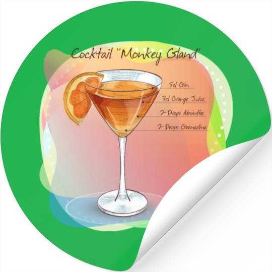 Cocktail Monkey Gland Recipe Gin Orange Juice Stickers