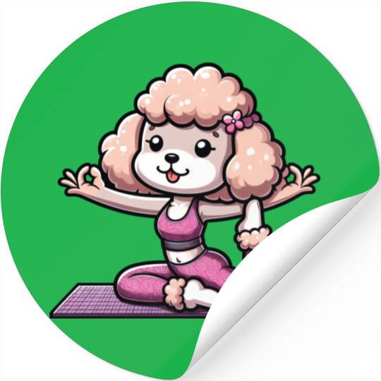 Poodle Lady Yoga Workout & Meditation Stickers