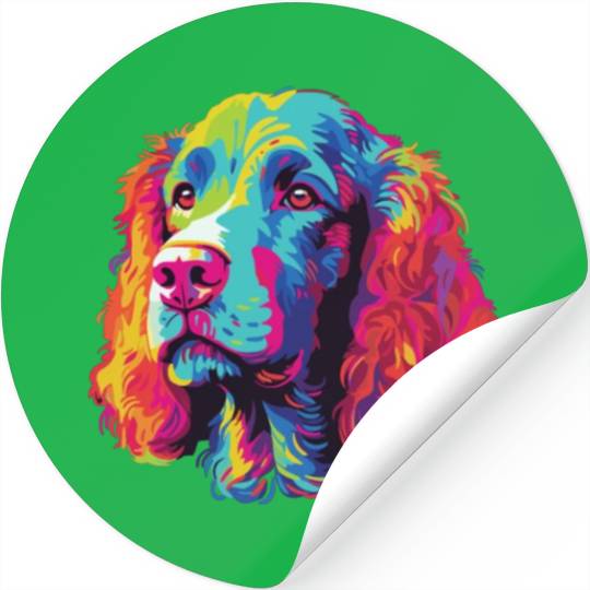 Watercolor Colorful Irish Water Water Spaniel Stickers