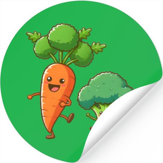Carrot Dancing with Broccoli Stickers