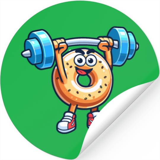 Fitness Gym Sport Bodybuilder Bodybuilding Bagel Stickers