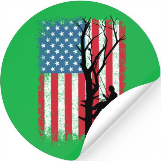 American Flag Arborist Gift For Men Cool Tree Love Stickers