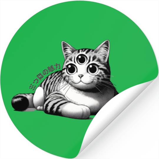 Three-Eyed Cat Enigma: A Mystical Japanese Marvel Stickers