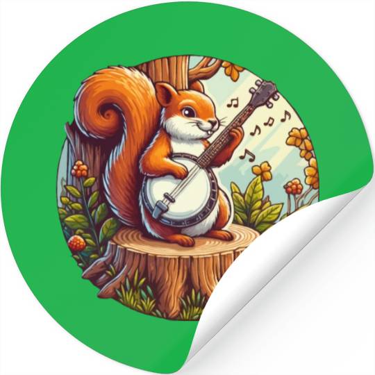 Squirrel Playing Banjo Stickers