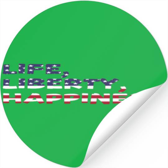 Life, Liberty, Happiness American Flag Font Stickers