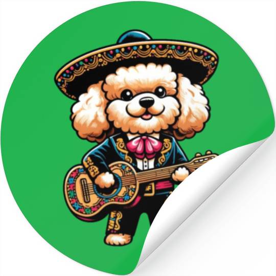 Poodle as Mariachi Guitarist Cinco de Mayo Stickers