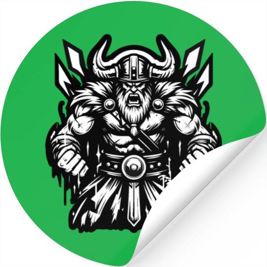 Powerful Viking Warrior Version 2 Stickers