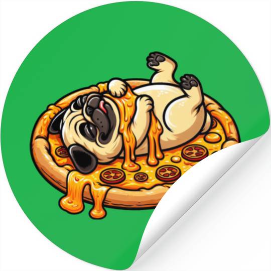 Pug & Pizza: A Cheese Celebration for Lovers Stickers