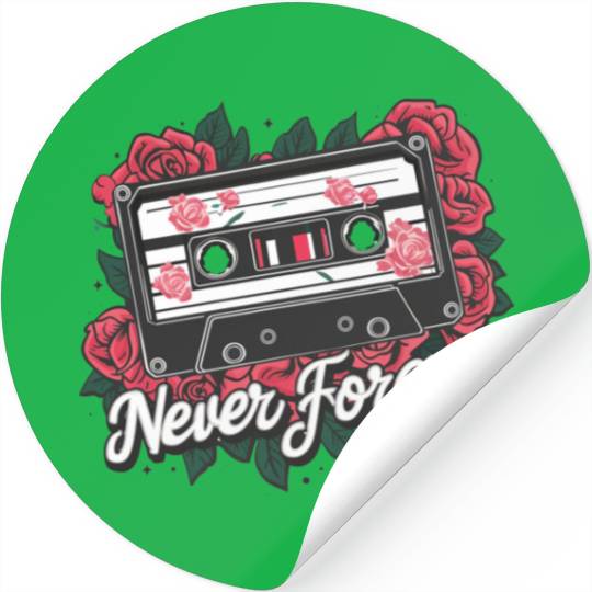 A cassette tape colored with roses Stickers