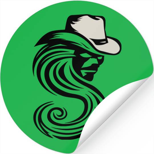 Dust Devil Cowboy Design Vector 2 Colors Stickers