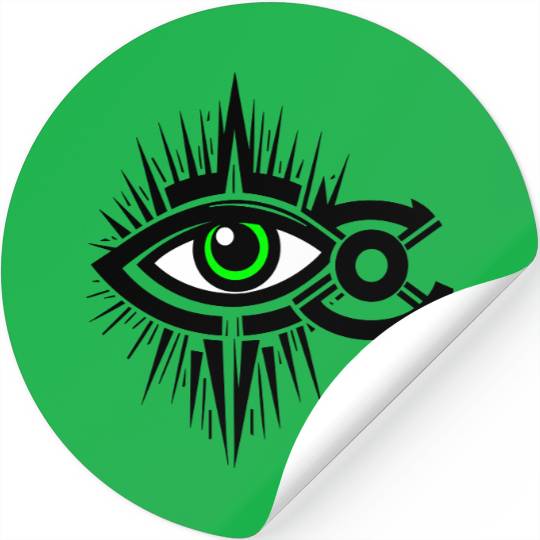 Green Eye Design Vector 3 Colors Stickers