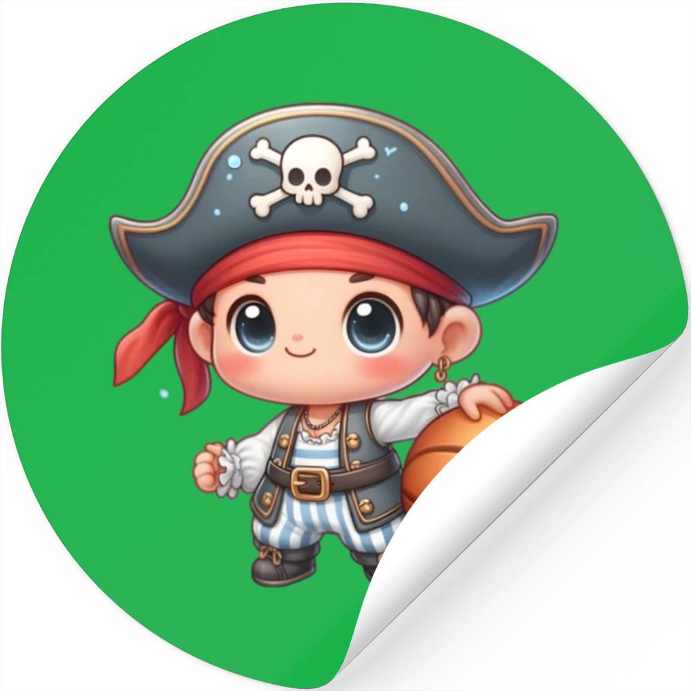 cute baby pirate playing basketball Stickers