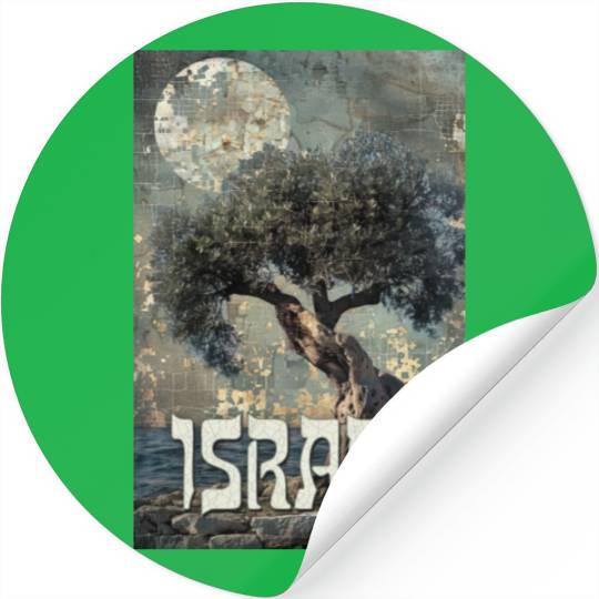 Israeli Scene with Olive Tree and the Stickers