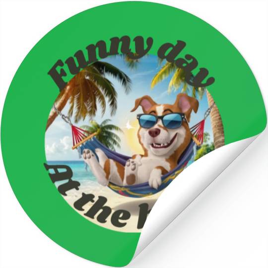 Funny day at the beach Stickers