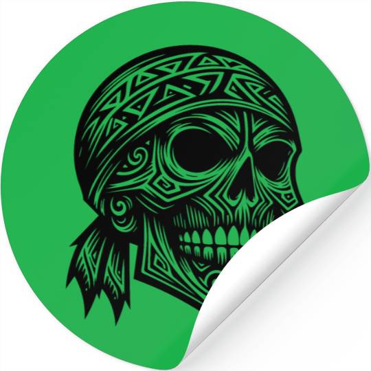 Pirate Costume Skull In T Tattoo Style Stickers