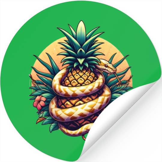 Python around pineapple Stickers
