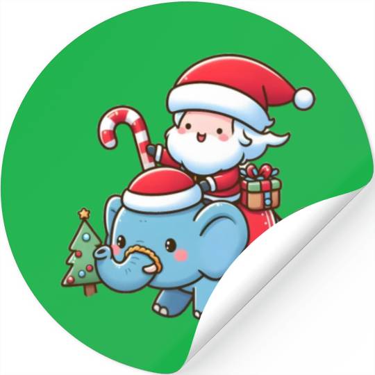 Cute Santa Claus on elephant Stickers