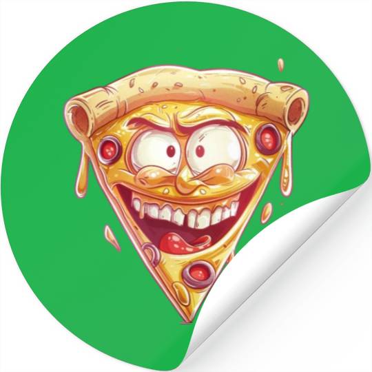 Cheesy Grinning Slice Captures Joy Stickers