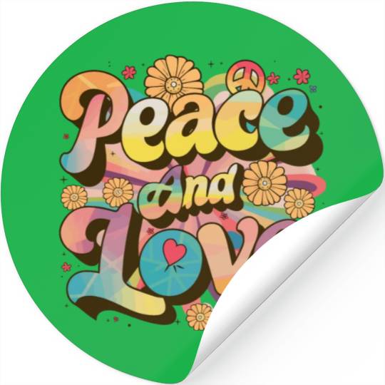 Peace And Love Hippie 1960`s 1970`s Stickers