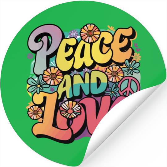 Peace And Love Hippie 1960`s 1970`s Stickers
