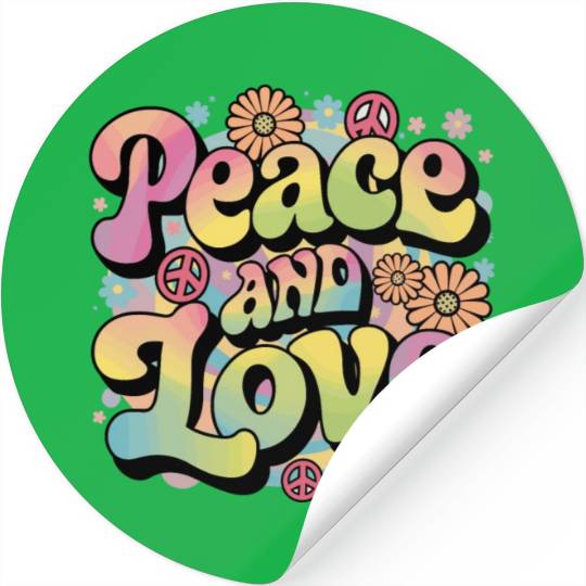 Peace And Love Hippie 1960`s 1970`s Stickers