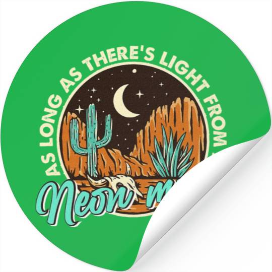 Neon Moon Cactus Country Mountain Western Cow Stickers