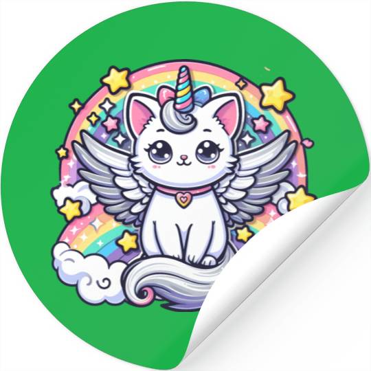 Celestial Charm Unicorn Cat Stickers
