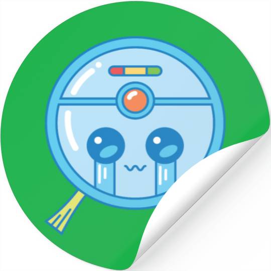 Sad Robot Vacuum Cleaner Kawaii Stickers