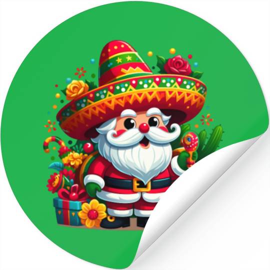 Cinco de Mayo Santa Claus Stickers