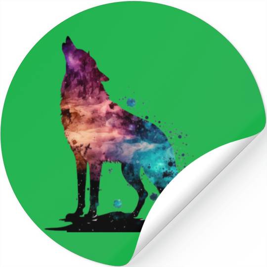 Wolf Print, Cosmic Wolves, Animal Print, Cosmos Stickers
