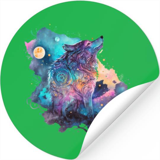 Wolf Print, Cosmic Wolves, Animal Print, Cosmos Stickers