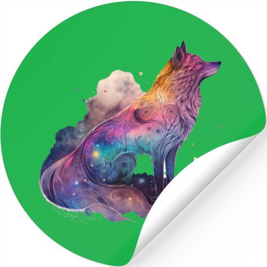 Wolf Print, Cosmic Wolves, Animal Print, Cosmos Stickers