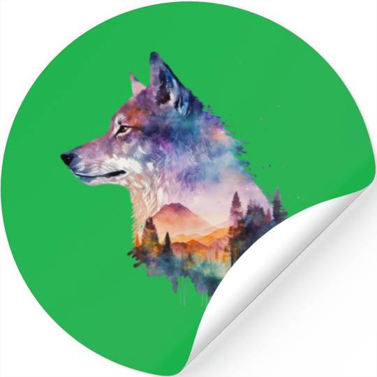 Wolf Print, Cosmic Wolves, Animal Print, Cosmos Stickers
