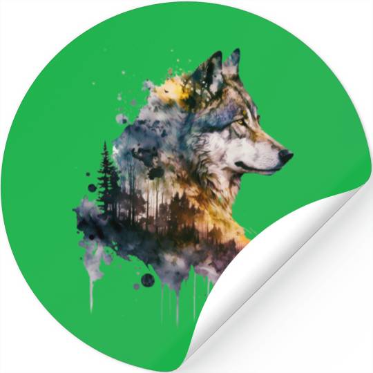Wolf Print, Cosmic Wolves, Animal Print, Cosmos Stickers