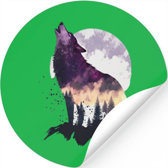 Wolf Print, Cosmic Wolves, Animal Print, Cosmos Stickers