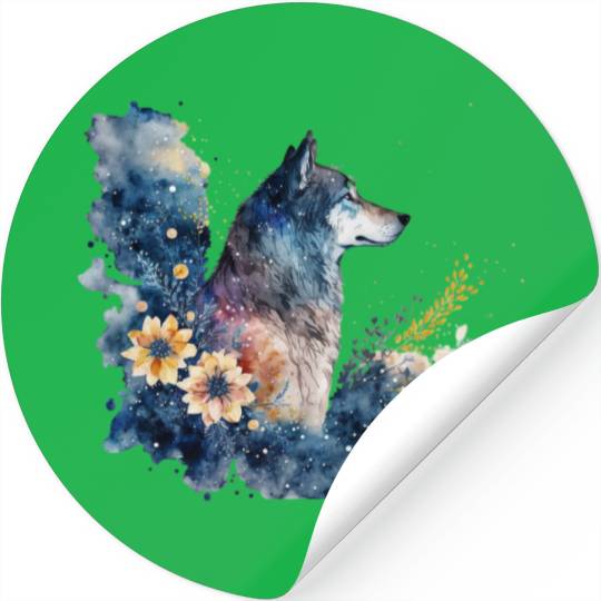 Wolf Print, Cosmic Wolves, Animal Print, Cosmos Stickers