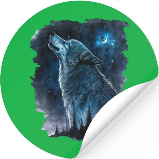 Wolf Print, Cosmic Wolves, Animal Print, Cosmos Stickers
